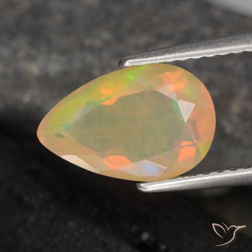 1.50 ct Multicolor Opal Gemstone, Opal Gem in Pear Facet Shape for Sale.
