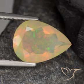 1.40 ct Multicolor Opal Stone, Natural Opal in Pear Facet Shape for Sale