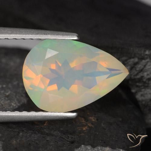 1.47 ct Multicolor Opal Stone, Natural Opal in Pear Facet Shape for Sale