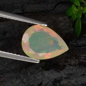 1.28 ct Yellow Opal Gemstone, Opal Gem in Pear Facet Shape for Sale.