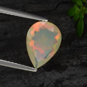 1.28 ct Yellow Opal Stone, Natural Opal in Pear Facet Shape for Sale