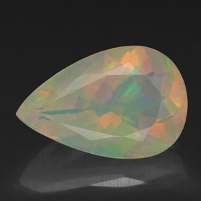 1.59 ct Multicolor Opal Gemstone, Opal Gem in Pear Facet Shape for Sale.