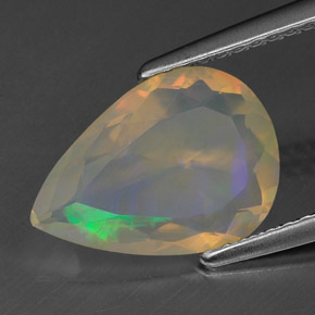 1.54 ct Multicolor Opal Gemstone, Opal Gem in Pear Facet Shape for Sale.