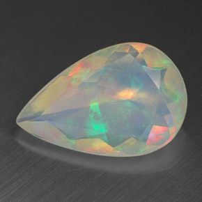 1.40 ct Multicolor Opal Gemstone, Opal Gem in Pear Facet Shape for Sale.