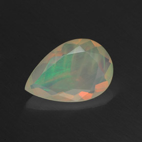 1.01 ct Multicolor Opal Gemstone, Opal Gem in Pear Facet Shape for Sale.
