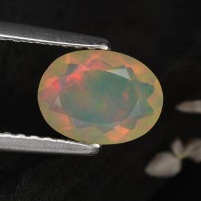 0.67 ct Yellow Opal Gemstone, Opal Gem in Oval Facet Shape for Sale.