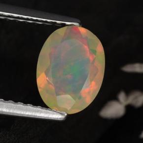 0.67 ct Yellow Opal Stone, Natural Opal in Oval Facet Shape for Sale