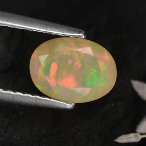 0.72 ct Yellow Opal Gemstone, Opal Gem in Oval Facet Shape for Sale.