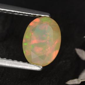 0.72 ct Yellow Opal Stone, Natural Opal in Oval Facet Shape for Sale