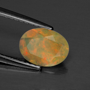 0.61 ct Multicolor Opal Stone, Natural Opal in Oval Facet Shape for Sale