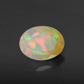 0.87 ct Multicolor Opal Stone, Natural Opal in Oval Facet Shape for Sale