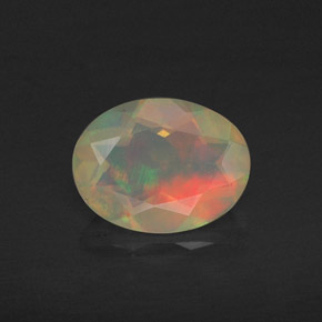 0.74 ct Multicolor Opal Gemstone, Opal Gem in Oval Facet Shape for Sale.