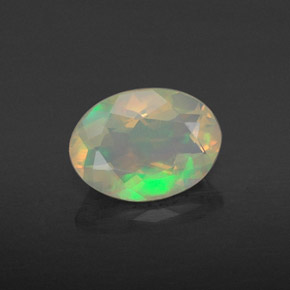 0.67 ct Multicolor Opal Gemstone, Opal Gem in Oval Facet Shape for Sale.