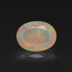 0.85 ct Multicolor Opal Gemstone, Opal Gem in Oval Facet Shape for Sale.