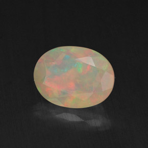 0.85 ct Multicolor Opal Stone, Natural Opal in Oval Facet Shape for Sale