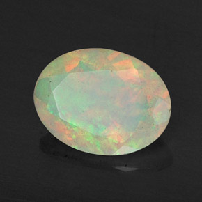 0.67 ct Multicolor Opal Stone, Natural Opal in Oval Facet Shape for Sale