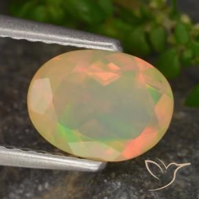 0.71 ct Multicolor Opal Stone, Natural Opal in Oval Facet Shape for Sale
