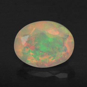 0.89 ct Multicolor Opal Gemstone, Opal Gem in Oval Facet Shape for Sale.