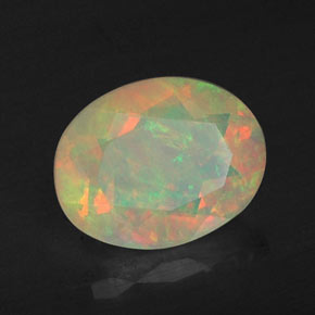 0.89 ct Multicolor Opal Stone, Natural Opal in Oval Facet Shape for Sale