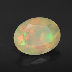 0.80 ct Multicolor Opal Stone, Natural Opal in Oval Facet Shape for Sale