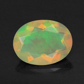 0.72 ct Multicolor Opal Gemstone, Opal Gem in Oval Facet Shape for Sale.