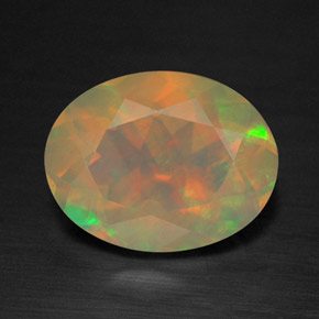 1.26 ct Multicolor Opal Gemstone, Opal Gem in Oval Facet Shape for Sale.