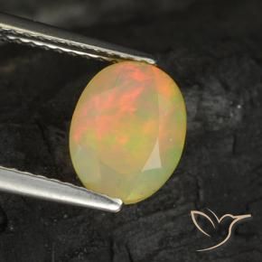 1.21 ct Multicolor Opal Stone, Natural Opal in Oval Facet Shape for Sale