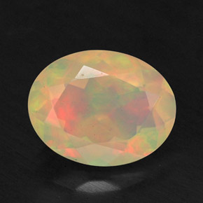 1.22 ct Multicolor Opal Gemstone, Opal Gem in Oval Facet Shape for Sale.