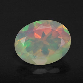 1.11 ct Multicolor Opal Gemstone, Opal Gem in Oval Facet Shape for Sale.