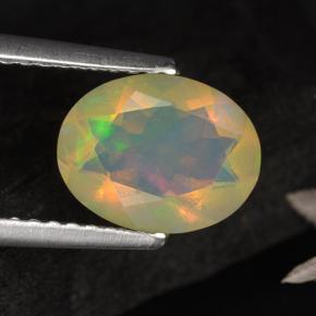 1.05 ct Multicolor Opal Gemstone, Opal Gem in Oval Facet Shape for Sale.