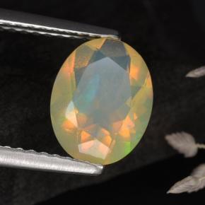 1.05 ct Multicolor Opal Stone, Natural Opal in Oval Facet Shape for Sale