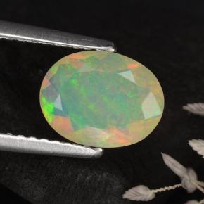 0.82 ct Yellow Opal Gemstone, Opal Gem in Oval Facet Shape for Sale.