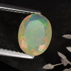 0.82 ct Yellow Opal Stone, Natural Opal in Oval Facet Shape for Sale