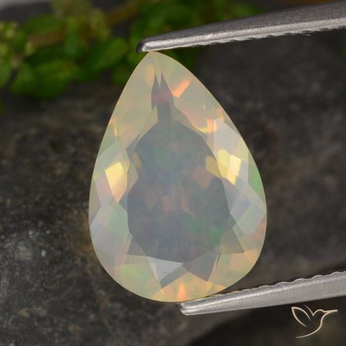 1.56ct Natural Multicolor Opal, Pear Shape, Transparent