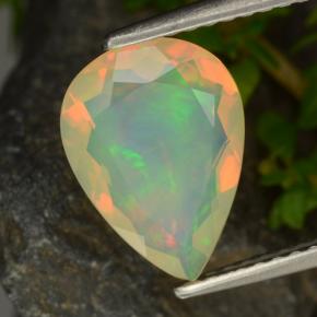 1.42 ct Yellow Opal Gemstone, Opal Gem in Pear Facet Shape for Sale.