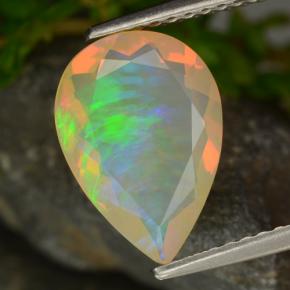 1.49 ct Yellow Opal Gemstone, Opal Gem in Pear Facet Shape for Sale.
