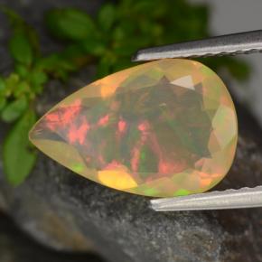 1.32 ct Yellow Opal Stone, Natural Opal in Pear Facet Shape for Sale