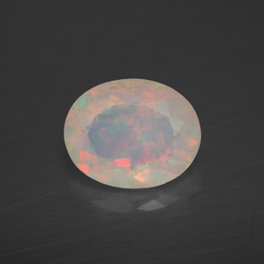 1.83 ct Multicolor Opal Gemstone, Opal Gem in Oval Facet Shape for Sale.