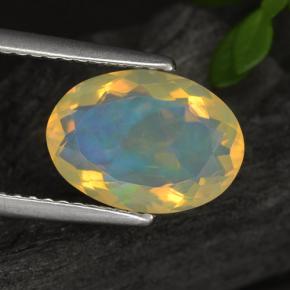 1.65 ct Yellow Opal Gemstone, Opal Gem in Oval Facet Shape for Sale.