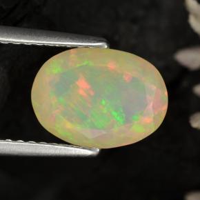 1.58 ct Yellow Opal Gemstone, Opal Gem in Oval Facet Shape for Sale.