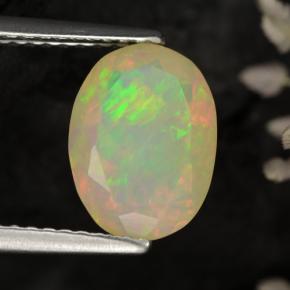 1.58 ct Yellow Opal Stone, Natural Opal in Oval Facet Shape for Sale