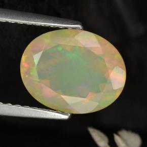 1.64 ct Yellow Opal Gemstone, Opal Gem in Oval Facet Shape for Sale.