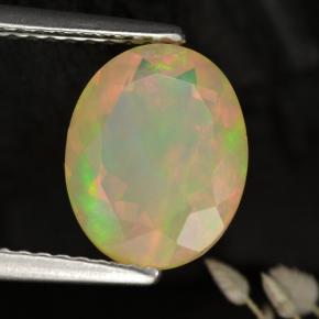 1.64 ct Yellow Opal Stone, Natural Opal in Oval Facet Shape for Sale