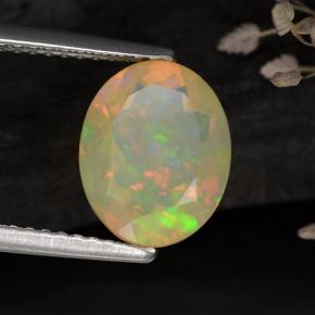 1.59 ct Multicolor Opal Stone, Natural Opal in Oval Facet Shape for Sale