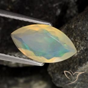 0.98 ct Multicolor Opal Stone, Natural Opal in Marquise Facet Shape for Sale