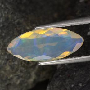 1.06 ct Yellow Opal Gemstone, Opal Gem in Marquise Facet Shape for Sale.