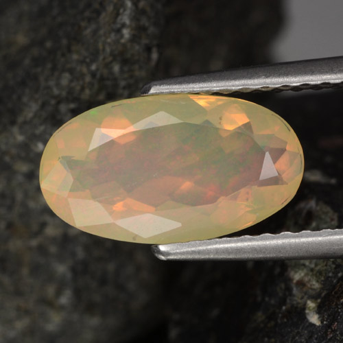 Ópalo Forma ovalada de 1,06 ct de Etiopía, Dimensión 11,3 x 6,4mm, Claridad Transparente, Piedra preciosa natural No tratado, 1 pieza de Ópalo en color Multicolor, Dureza Mohs de 5.5 - 6.5, Piedra de Cupido, Photo A