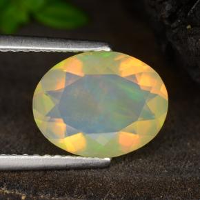 1.64 ct Yellow Opal Gemstone, Opal Gem in Oval Facet Shape for Sale.