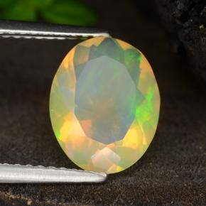 1.64 ct Yellow Opal Stone, Natural Opal in Oval Facet Shape for Sale