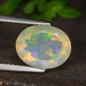 1.47 ct Yellow Opal Gemstone, Opal Gem in Oval Facet Shape for Sale.